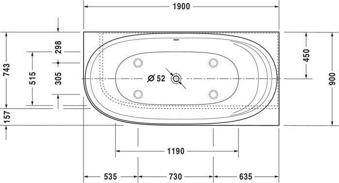 Produktbild Duravit Badewanne CAPE COD 1900x900 1 RS Ecke rechts weiss (205 l, 190 cm, 90 cm)