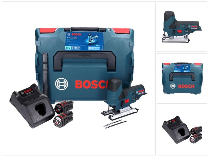 Bosch Professional Bosch GST 12V-70 Professional Scie sauteuse sans fil avec boîtier L-Boxx + 2x Batteries GBA 12 V 3 A