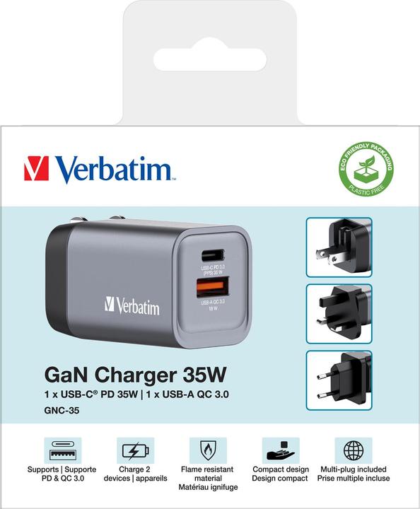 Produktbild Verbatim GNC-35 GaN Charger 2 35W USB (35 W)
