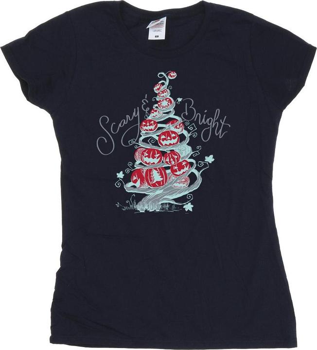 Actual product image Disney Womens/Ladies The Nightmare Before Christmas Scary & Bright Cotton T-Shirt (S)
