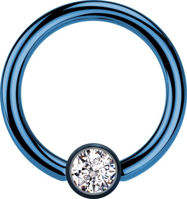 Produktbild Star Piercing Micro Closure Ring dunkelblau Zylinder Kristall silber (Chirurgenstahl 316L)