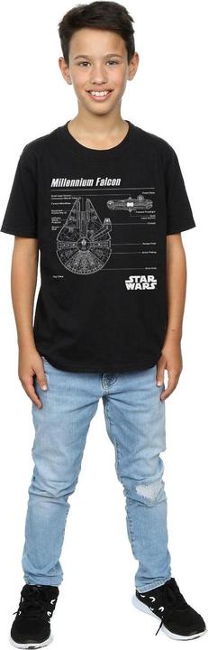 Image du produit Star Wars - T-shirt MILLENNIUM FALCON BLUEPRINT - Garçon (140, 146)