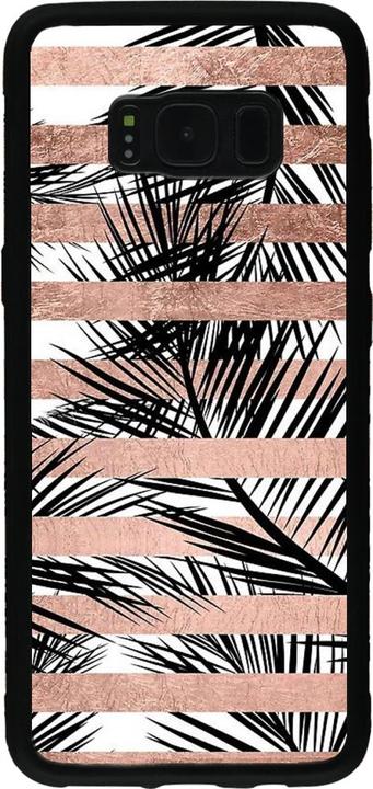 Actual product image PhoneLook Coque Silicone rigide noir Palm trees gold stripes (Samsung Galaxy S8+)