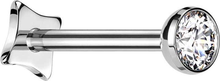 Star Piercing Micro Threadless Labret Eckig silber Halbkugel silber Kristall silber (Titan G23, ohne Messing)
