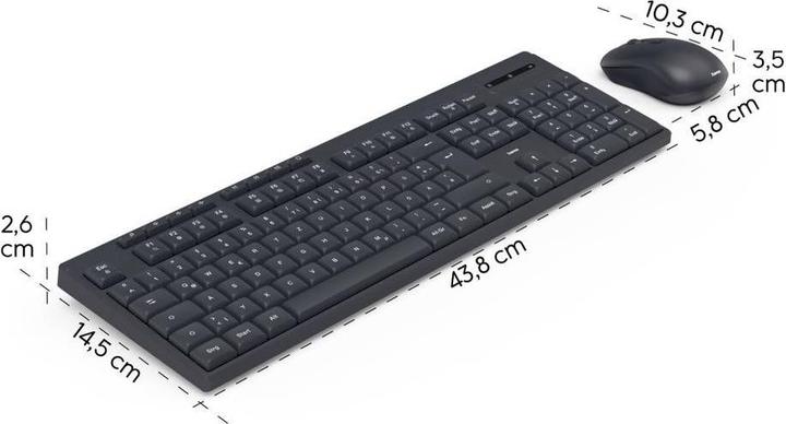 Actual product image Hama WKM-200 Funk Tastatur, Maus-Set Deutsch, QWERTZ Schwarz (DE, Wireless)