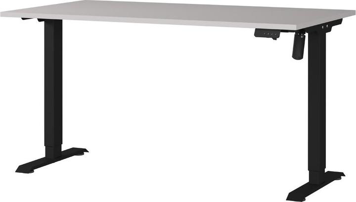 Produktbild Germania Boras höhenverstellbarer Schreibtisch kaschmir rechteckig, C-Fuss-Gestell schwarz 140,0 x 80 (140 x 71 cm)