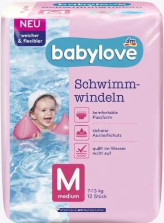 Produktbild dm babylove Schwimmwindeln (Gr. M, Tragepack, 12 Stück)
