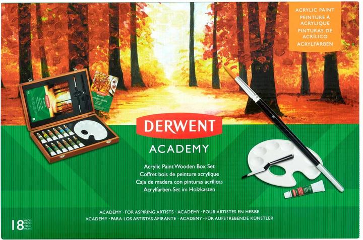 Actual product image Derwent Acrylic Paint Acrylic Wooden Box Multicolored (Multicoloured, 12 ml)