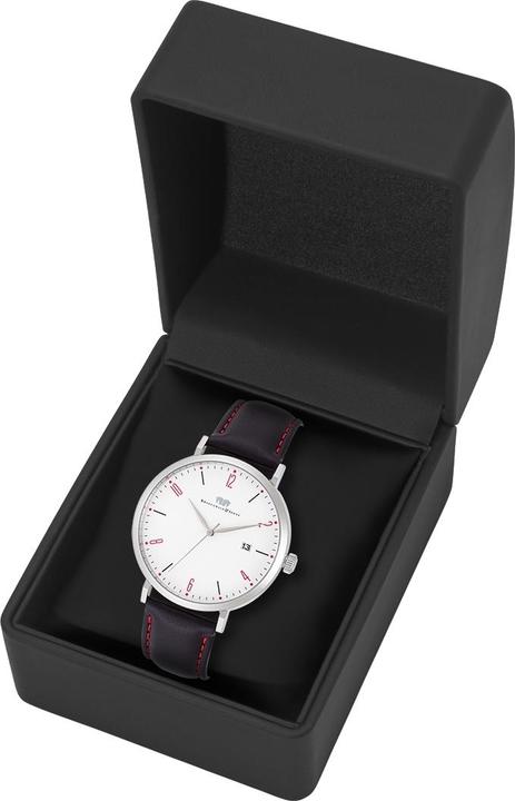 Produktbild Quarzuhr Arakon II Echtleder Silber - 34074 (Analoguhr, 42 mm)