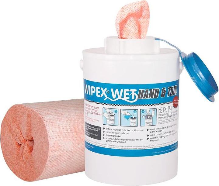Actual product image Nordvlies Wet wipe dispenser WIPEX-WET Hand & Tool refill pack 4 rolls of non-woven fabric with 120 (4 x)