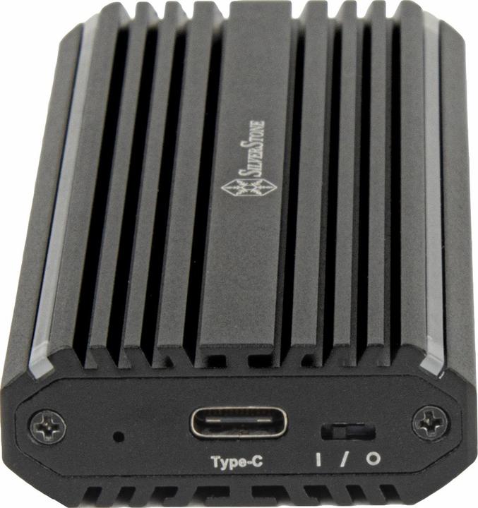 Actual product image Silverstone Technology SST-MS13 - USB-C 3.2 Gen2 10 Gbps NVMe / SATA M.2 SSD RGB Enclosure, 71175, Sc (M.2 2230)