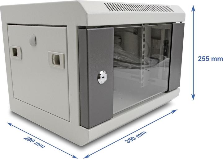 Delock 10? Netzwerkschrank mit Glastür 4 HE grau (4 HE, 10 Zoll Rack)