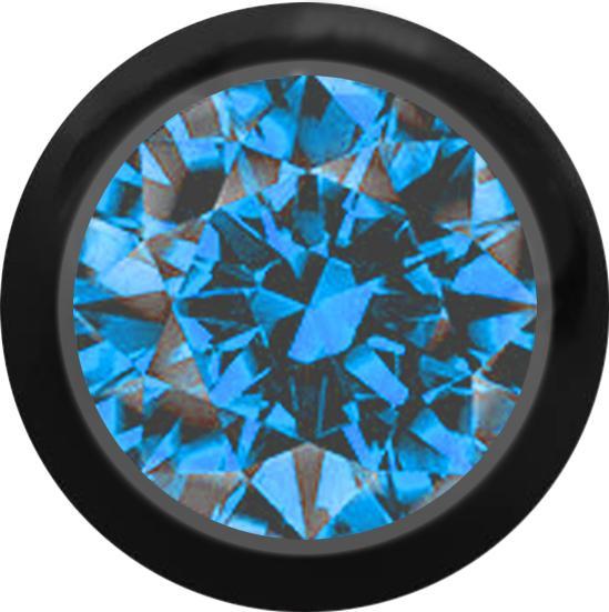 Immagine prodotto Star Piercing Palla nera con cristallo azzurro (senza ottone, Acciaio chirurgico 316L)