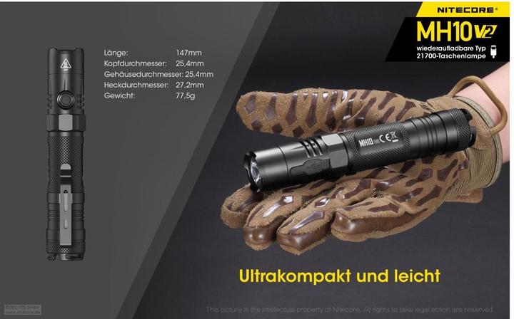 Actual product image Nitecore MH10 V2 - 1200 lumen (14.70 cm, 1200 lm)
