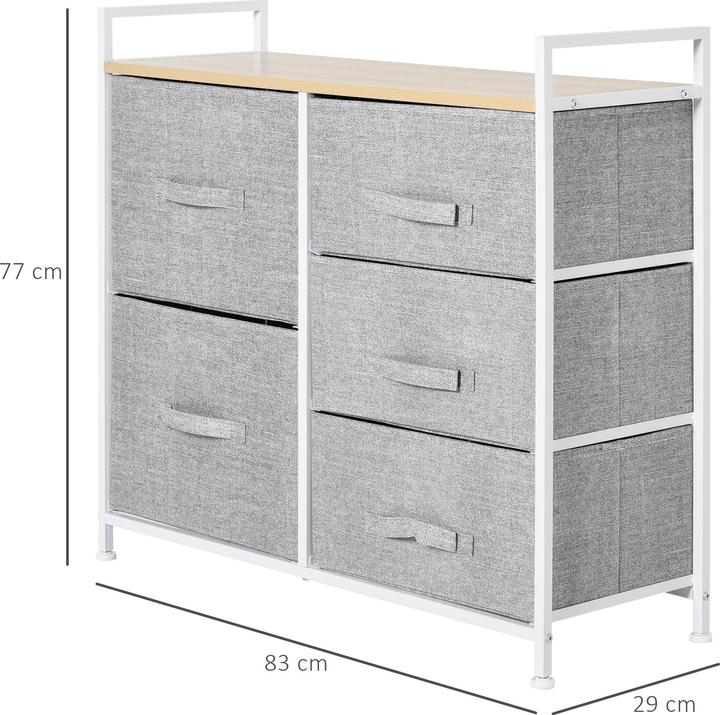 Produktbild Homcom Stoffkommode mit 5 Stoffschubladen (83 x 29 x 77 cm)
