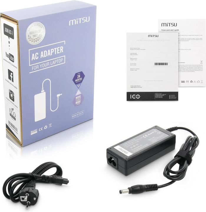 Produktbild Mitsu notebook charger 20v 3.25a 5.5x2.5 - fujitsu maxdata itd (65 W)