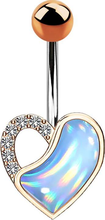 Immagine prodotto Star Piercing Cuore di banana in oro rosa con cristallo e pietra epossidica blu (Ottone, Acciaio chirurgico 316L)