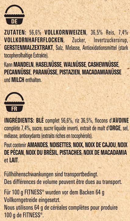 Valeurs nutritives et ingrédients Fitness Nestlé (426 g)
