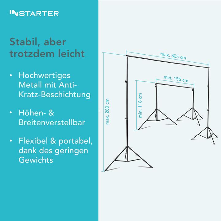 Image du produit Wiltec Système d'arrière-plan Instarter 155 - 305 cm (220 cm, 280 cm)