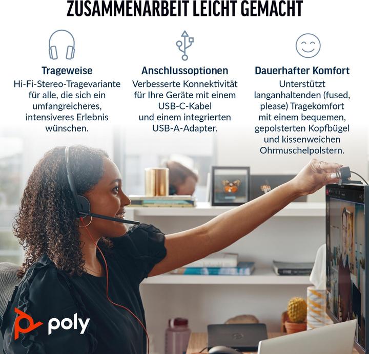 Produktbild Poly Blackwire 3320 Stereo Microsoft Teams (USB C) (Kabelgebunden, USB-C)