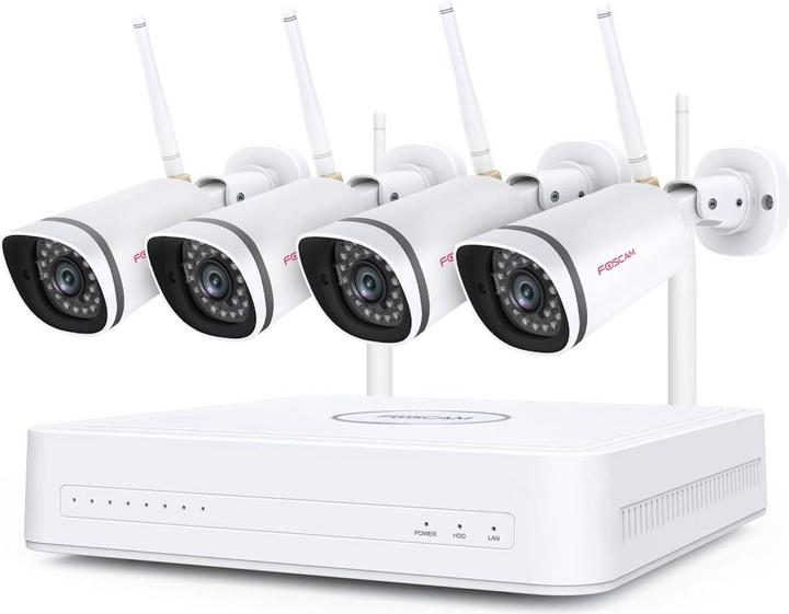 Foscam FN7108W-B4-1T Video Surveillance System White 1x NVR (FN7108W) incl. 1TB hard disk, 4x WLAN-K (1920 x 1080 Pixels)