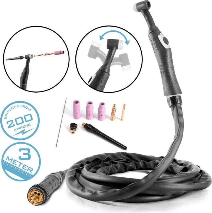 Stahlwerk Torche de soudage TIG WP26F avec 3 m de flexible et raccord central européen