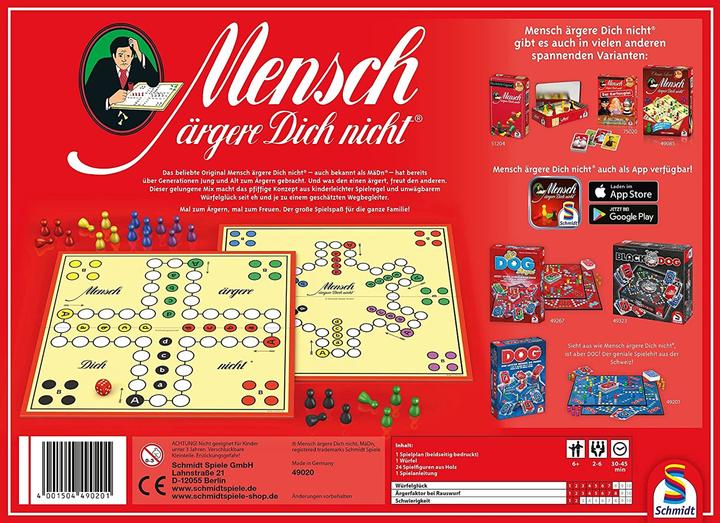 Actual product image Schmidt Spiele Mensch ärgere Dich nicht (Anniversary edition) (German)