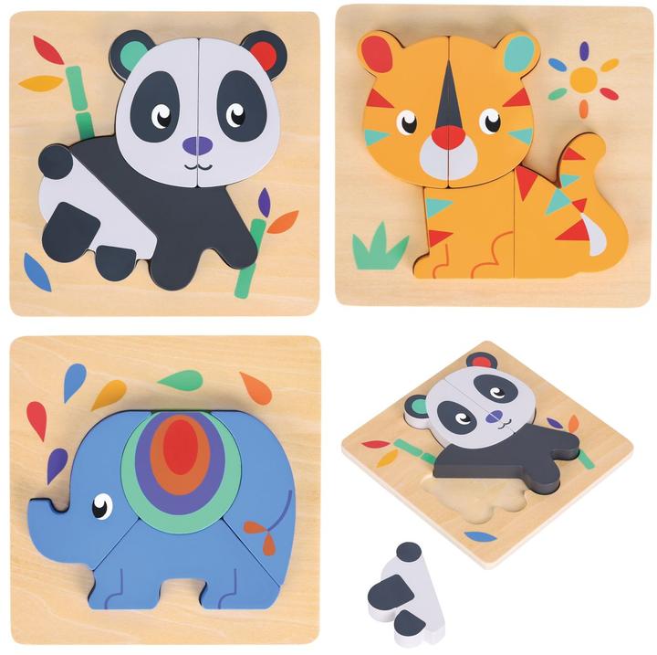 Spielba Puzzle-Set mit Panda, Elefant, Giraffe