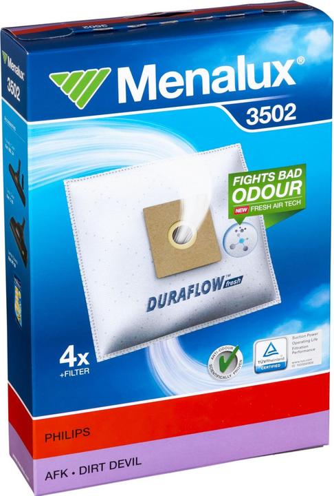Image du produit Menalux 3502 / 4 sacs à poussière / 1 microfiltre / Duraflow /Philips / AFK / Alaska (5 x)