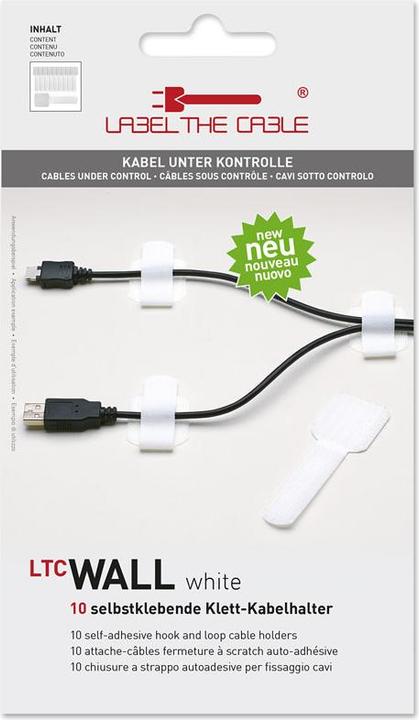 Immagine prodotto Label-the-cable Fascette in velcro da parete LTC, confezione da 10 (Fascette in velcro, 90 mm, 10 pz.)