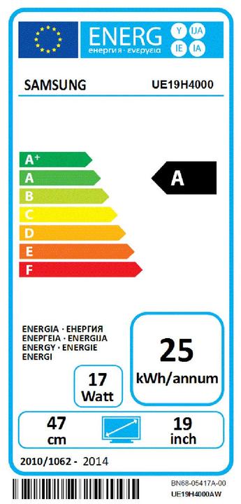 Energie-Label Samsung Ue19h4000 (19", WXGA)
