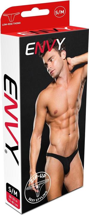 Envy Lowrise Zip Thong L/xl Black (XL)