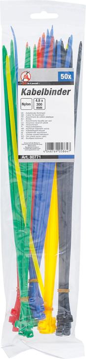 Immagine prodotto BGS Assortimento fascette per cavi colorate 4,8 x 300 mm 50 pz. (Fascette in plastica, 300 mm, 50 pz.)