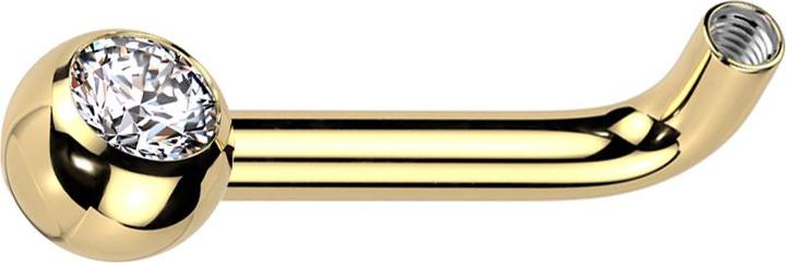 Image du produit Star Piercing Barre Barbell L Courbe doré avec 1.2 mm femelle avec boule cristal argenté (sans laiton, Titane G23)