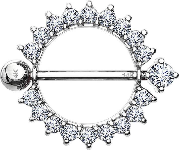 Image du produit Star Piercing Barbell 14k weissgold Kristallkranz (sans laiton, Or 14k)