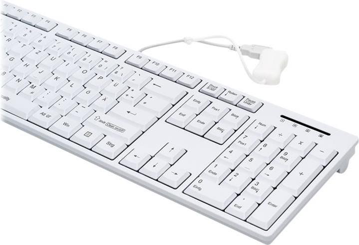 Gett GCQ CleanType Easy Basic USB spritzwasserdicht antimikrobielle Oberflaeche weiss 105 Tasten (CH) (CH, Kabelgebunden)
