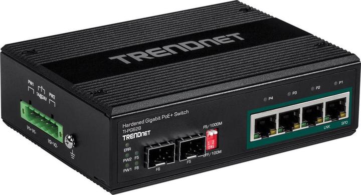 Actual product image Trendnet Industrial Switch 4 Port Gbit Unman. L2 PoE+ (6 Ports)
