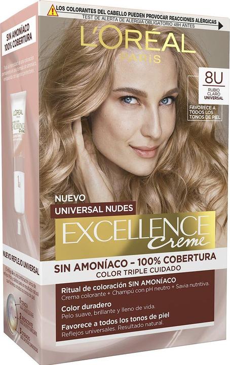 Produktbild L'Oréal Paris Excellence Creme Universal Nudes 8U Hellblondes Haarfärbemittel (Nº 8.0-rubio claro)