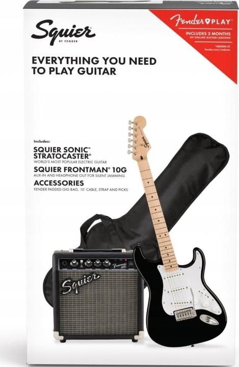 Productafbeelding Fender Sonic Stratocaster Pack MN Zwart elektrische gitaar starterset