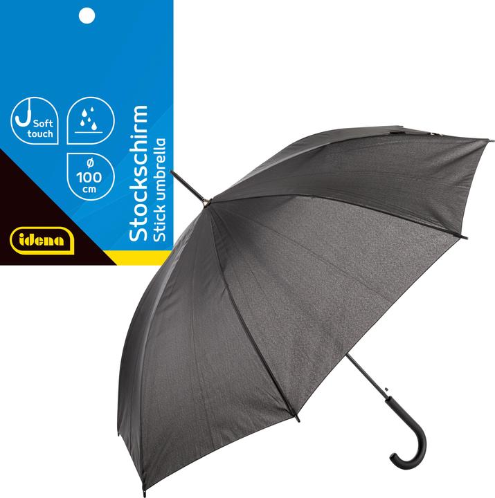 Actual product image Idena Stick umbrella black Ø100cm soft-touch design handle