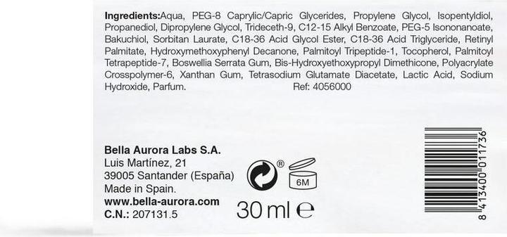 Nährwerte und Zutaten Bella Aurora Anti-Aging Serum Advanced Booster Retinol 30ml (30 ml)