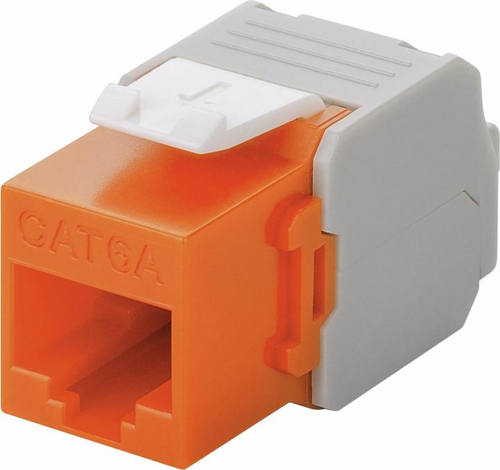Produktbild Goobay CAT 6a KeyStone RJ45 Jack,ungeschirmt, 500MHz, Orange-Weiss (Keystone Modul)