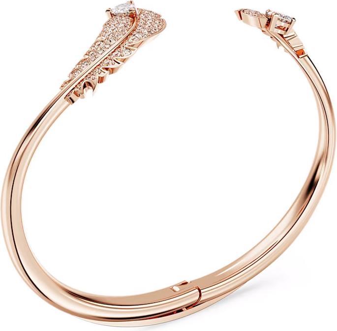 Produktbild Swarovski Nice Armreif Feder Weiss Roségold (16 cm, Swarovski Metall)