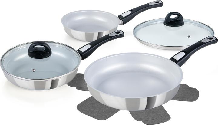 Productafbeelding Genius CERAFIT STAAL koekenpannenset met keramische coating 28, 24, 20 cm (28 cm, Kookpotten en pannenset, Roestvrij staal, Keramiek)
