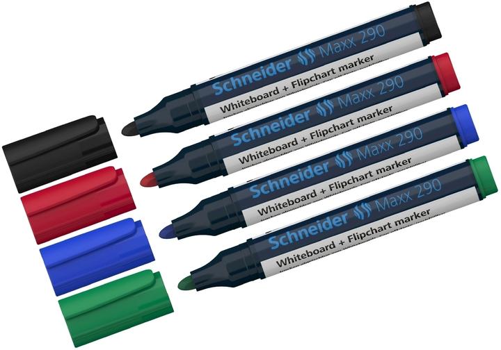 Image du produit Schneider Jeu de marqueurs Maxx 290 (Noir, Rouge, Bleu, Vert, 3 mm, 4 x)