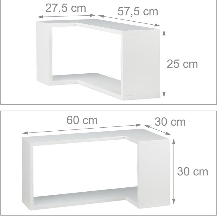 Image du produit Relaxdays Étagère murale d?angle en lot de 2 (60 x 30 x 30 cm)