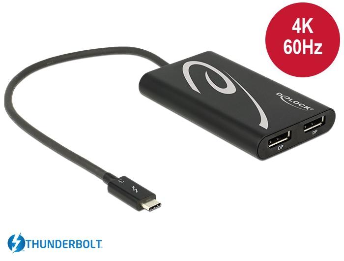 Actual product image Delock Monitor adapter Thunderbolt 3 to 2xDP jack (DP, 27 cm)