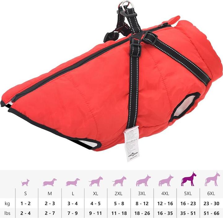 Produktbild VidaXL Hundemantel mit Geschirr Wasserdicht Reflektierend (52, Hundemantel)