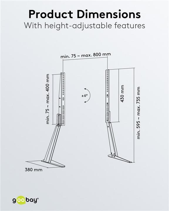 Actual product image Goobay TV stand feet (Universal, 70", 50 kg)