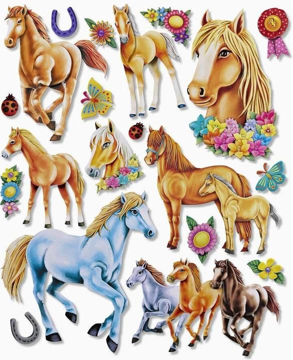 Produktbild Hobby Fun 3D-Sticker Pferde 1 Blatt